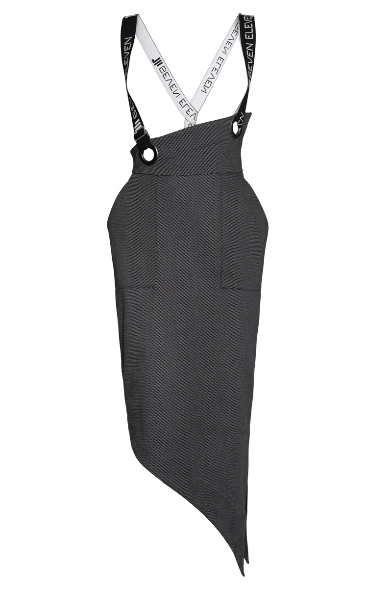 Asymmetric gray skirt photo